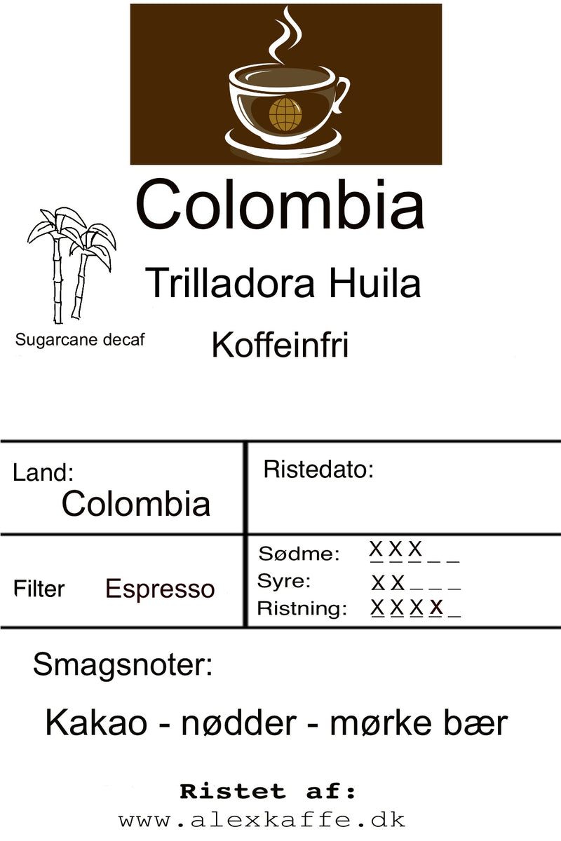 Colombia Huila koffeinfri