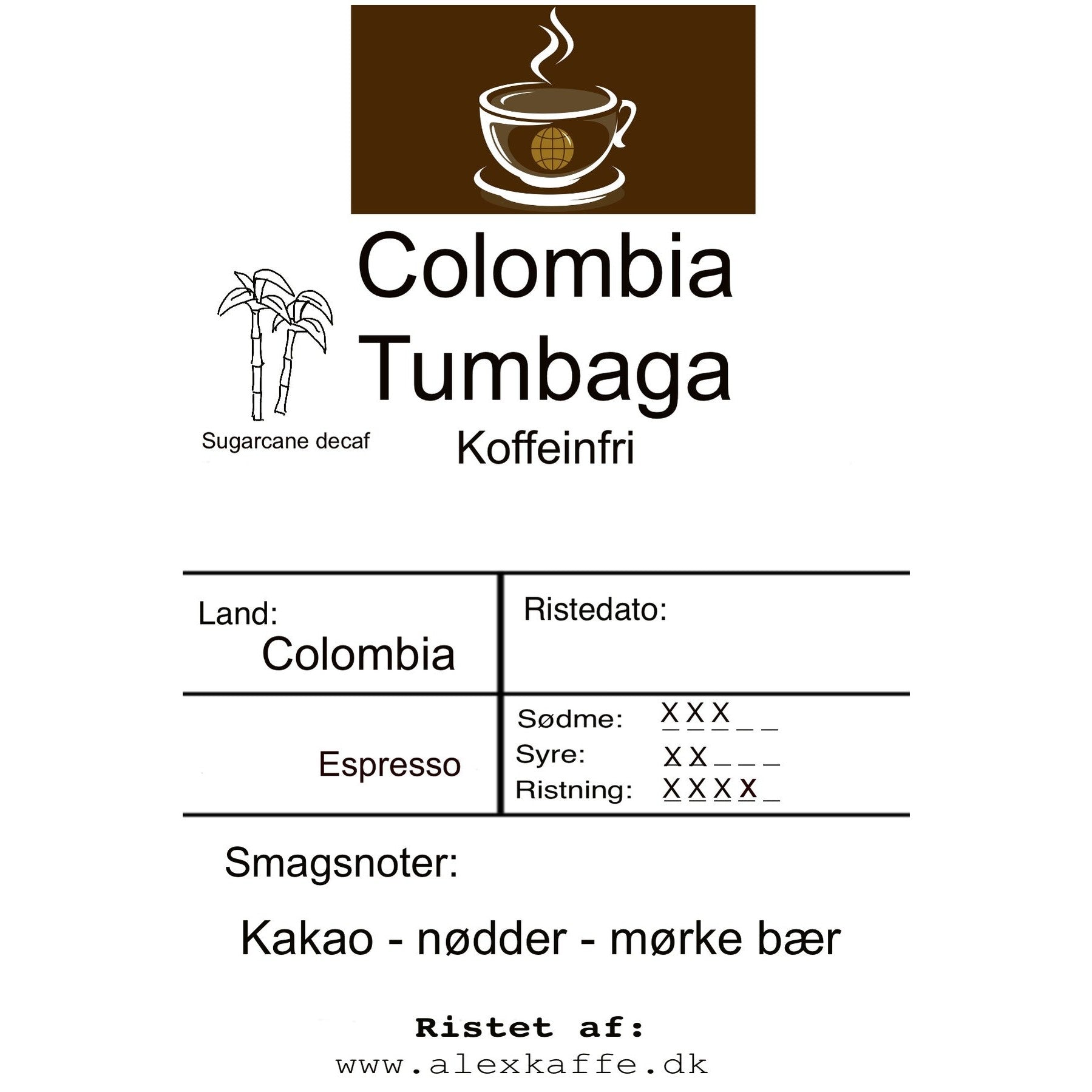 Colombia Tumbaga koffeinfri Espresso