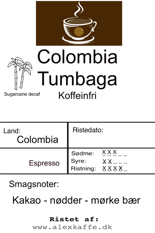 Colombia Tumbaga koffeinfri Espresso